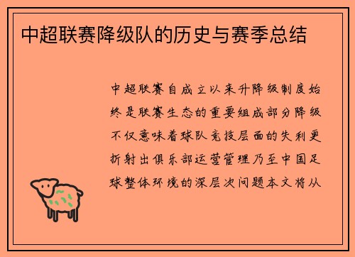 中超联赛降级队的历史与赛季总结
